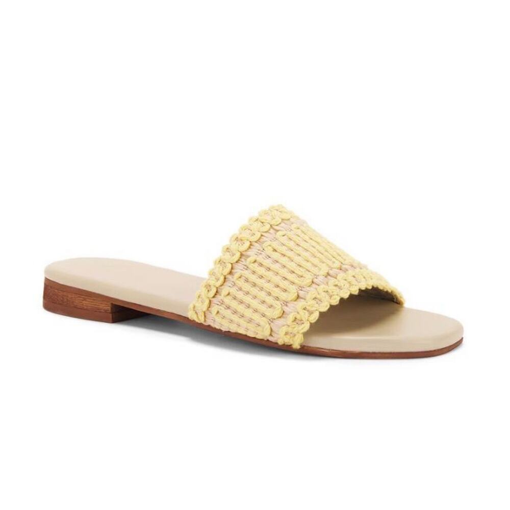 Kaanas Ayla Yellow Crochet Slide Sandal Square Toe Style - Size 7M NEW